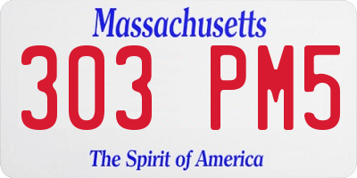 MA license plate 303PM5