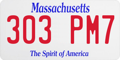 MA license plate 303PM7