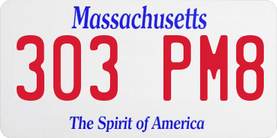 MA license plate 303PM8