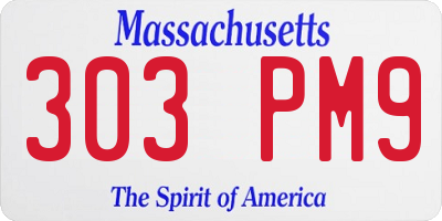 MA license plate 303PM9