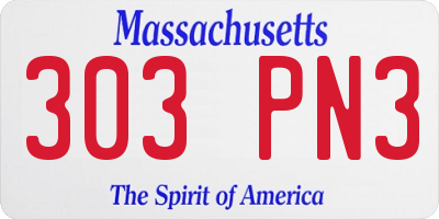 MA license plate 303PN3