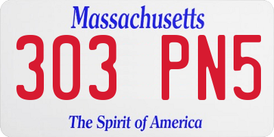 MA license plate 303PN5
