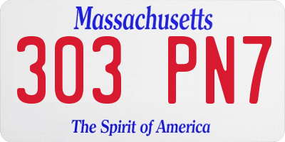 MA license plate 303PN7