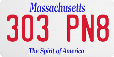 MA license plate 303PN8