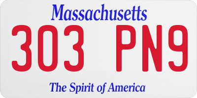 MA license plate 303PN9