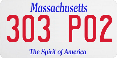 MA license plate 303PO2