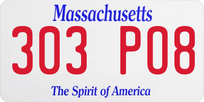 MA license plate 303PO8