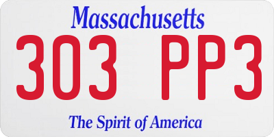 MA license plate 303PP3