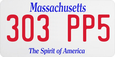 MA license plate 303PP5