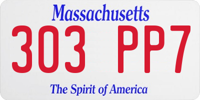 MA license plate 303PP7