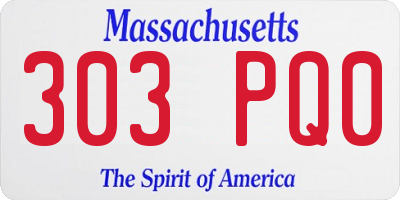 MA license plate 303PQ0
