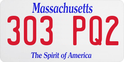 MA license plate 303PQ2