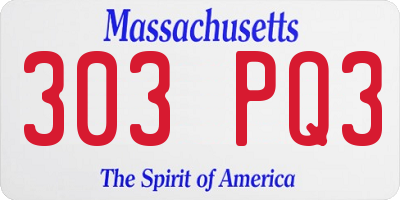 MA license plate 303PQ3