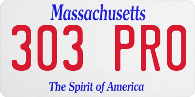 MA license plate 303PR0