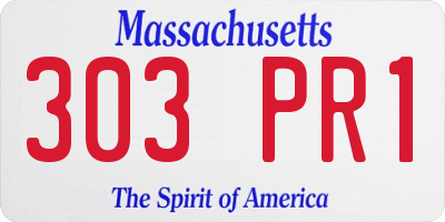 MA license plate 303PR1