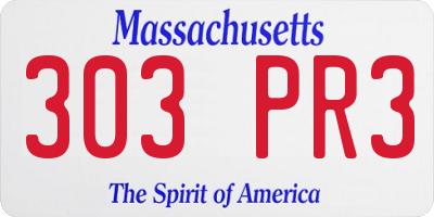 MA license plate 303PR3