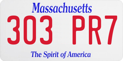 MA license plate 303PR7