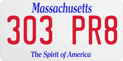 MA license plate 303PR8