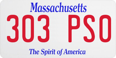 MA license plate 303PS0