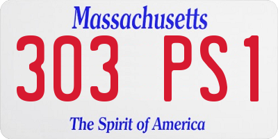 MA license plate 303PS1