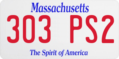 MA license plate 303PS2