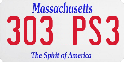 MA license plate 303PS3