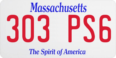 MA license plate 303PS6