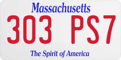 MA license plate 303PS7