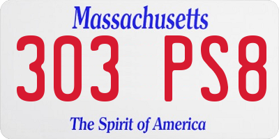 MA license plate 303PS8