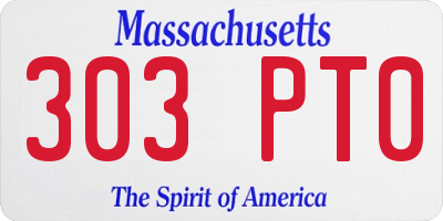 MA license plate 303PT0