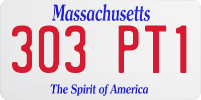 MA license plate 303PT1