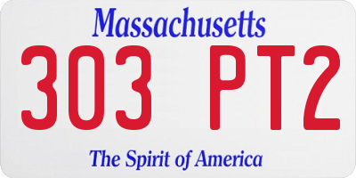 MA license plate 303PT2