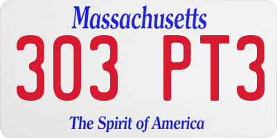 MA license plate 303PT3