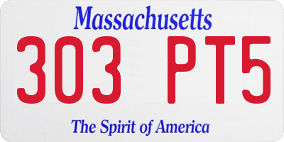 MA license plate 303PT5