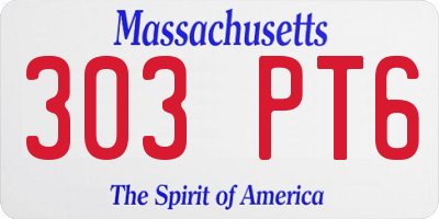 MA license plate 303PT6