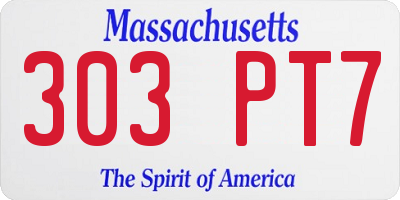 MA license plate 303PT7