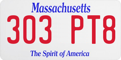 MA license plate 303PT8