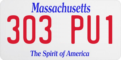 MA license plate 303PU1