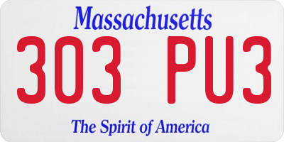 MA license plate 303PU3