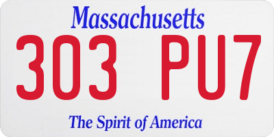 MA license plate 303PU7