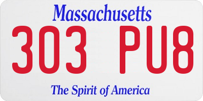 MA license plate 303PU8