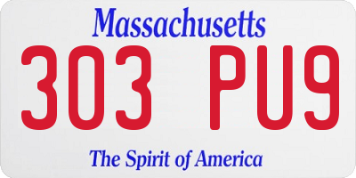 MA license plate 303PU9