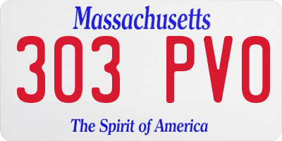 MA license plate 303PV0