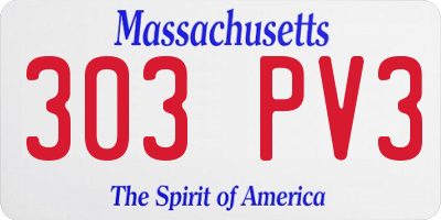 MA license plate 303PV3