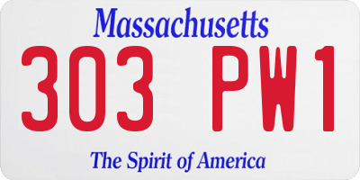 MA license plate 303PW1