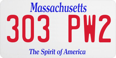 MA license plate 303PW2