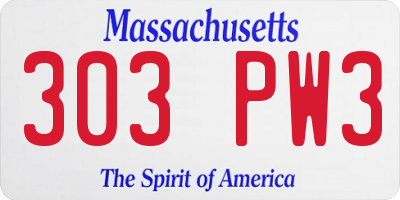 MA license plate 303PW3