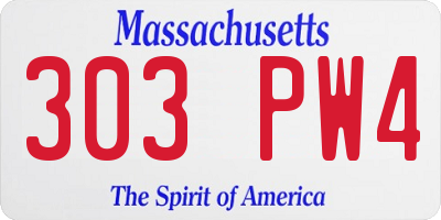 MA license plate 303PW4