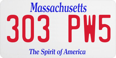MA license plate 303PW5