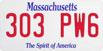 MA license plate 303PW6